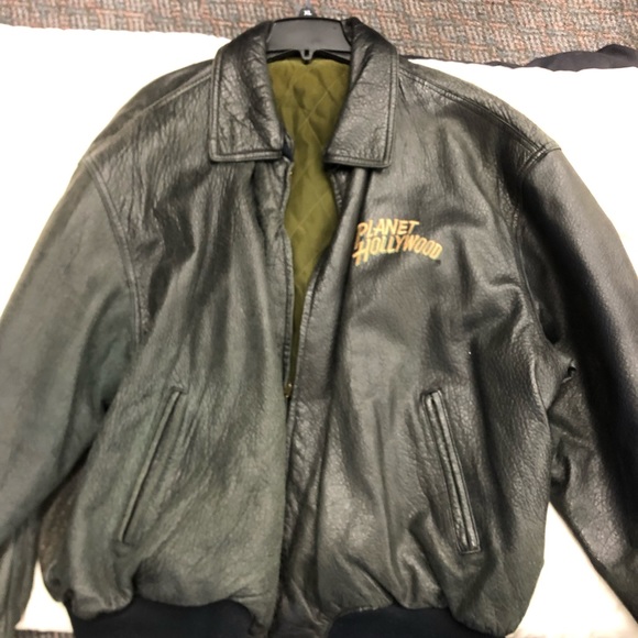 Planet Hollywood vintage, reversible leather plus size bomber jacket - Picture 1 of 16